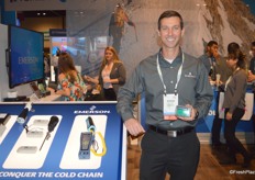 Matthew Neidlinger with Emerson shows the company's new GO Real-Time CO2 Tracker.